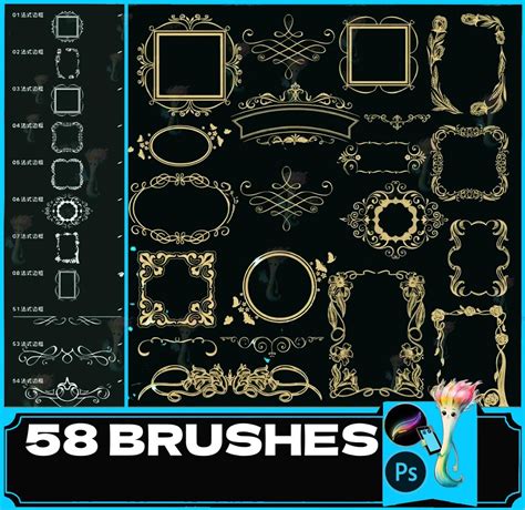 43+ Free Ornamental Elements Photoshop Brushes Set