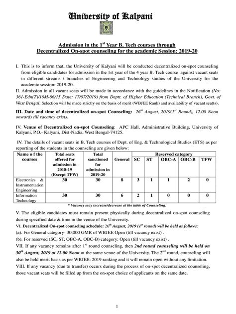 Fillable Online Calcutta University - Admission in the 4-year B.Tech ...