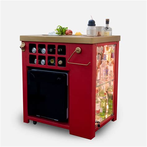 SpeedX Home Bars - Model X Home Bar Cabinet Ruby Red Leather Vinyl ...