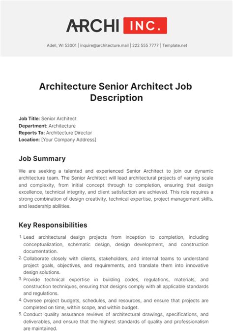 Architect Job Description Template at Emma Wilhelm blog