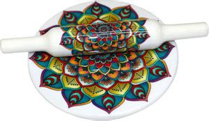 KUVI Printed Design Handicrafts Marble Chakla Belan set Rolling Pin and ...