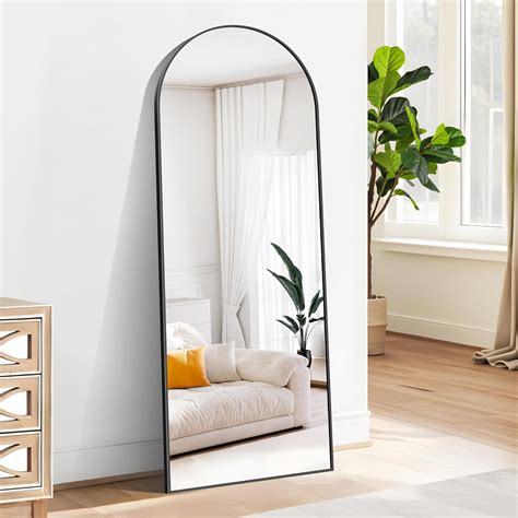 BONEWEI 65"x24" Arched Mirror Full Length Black, 65"x24" Oversized ...