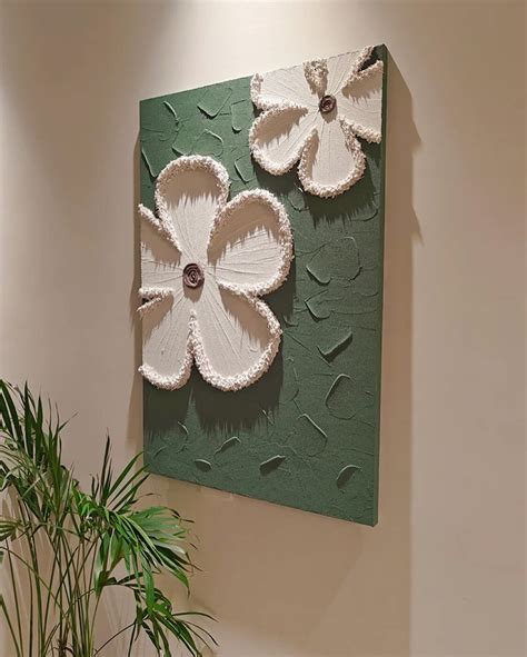 3D Floral Wall Art on Cotton and Linen Canvas | Interior wall art ideas ...