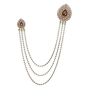 Buy Adorn Glittery Golden Rhinestone Tripple Chain Sherwani/Kurta ...