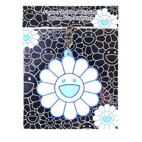 Flower Rubber Keyring 'Clear Blue White'