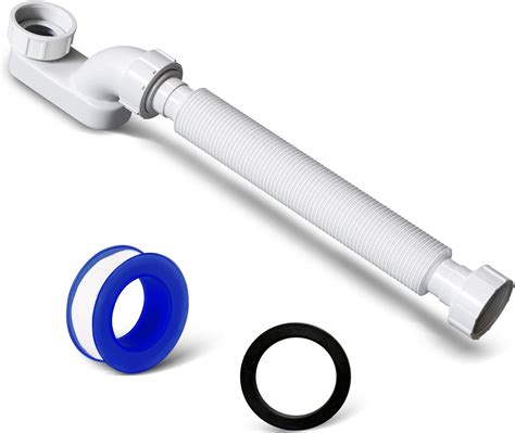 Flexible Freestanding Tub Drain Kit - Low Profile Flat P Trap for ...