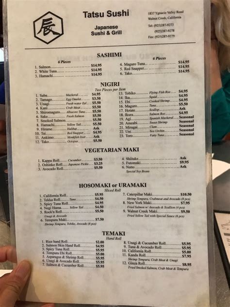 TATSU SUSHI, Walnut Creek - Menu, Prices & Restaurant Reviews - Tripadvisor