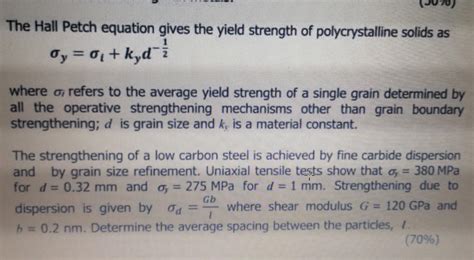 Solved The Hall Petch equation gives the yield strength of | Chegg.com