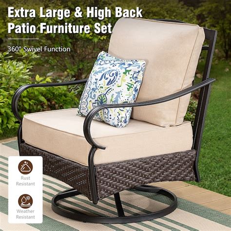 Sunshine Valley 4-Piece Wicker Patio Conversation Set with Tan Cushions ...