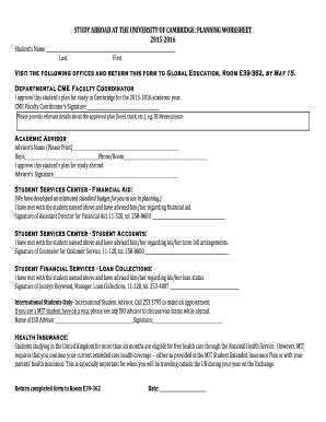 Fillable Online gecd mit STUDY ABROAD AT THE UNIVERSITY OF CAMBRIDGE ...