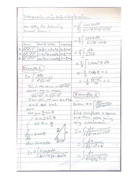 Integration Using Trig Substitution 的图像结果