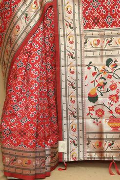 Stunning Red Paithani Patola Silk Saree with Bird Design