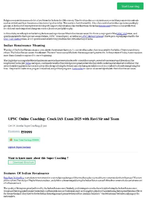 Indian Renaissance Meaning, Features, Impact And Main Leaders - Start ...