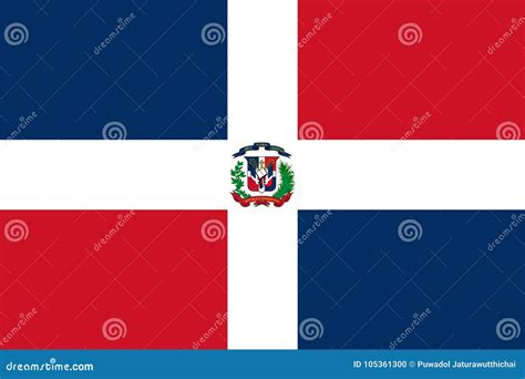 Official Vector Flag of Dominican Republic Stock Vector - Illustration of emblem, nation: 105361300