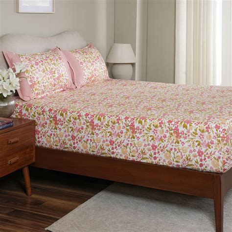 Buy MASPAR Sensory Bloom Cotton 200TC Floral Print 3Pcs King Fitted ...