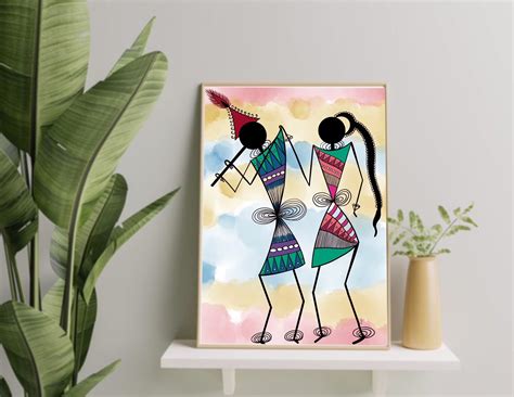 Buy Colorful Warli Radha Krishna Wallart Handmade I Indian Traditional ...