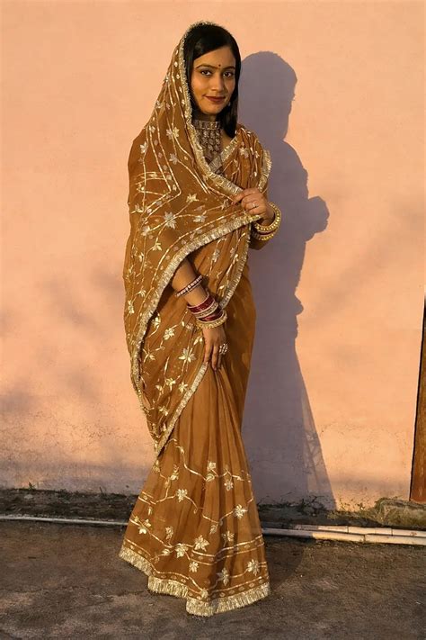 Handworked Gota Patti Georgette Saree with Sequence Lace Border | Hansh ...