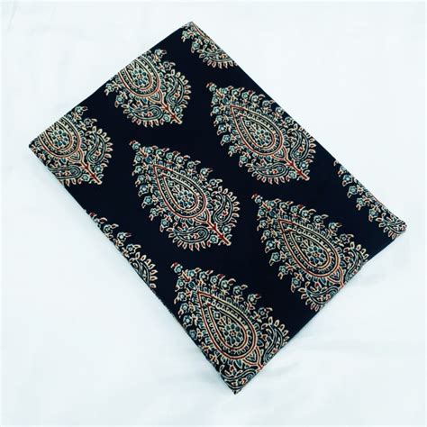 Set 50-4th July - Black Cotton Block Printed Kurta - 2.5 Meter Fabric