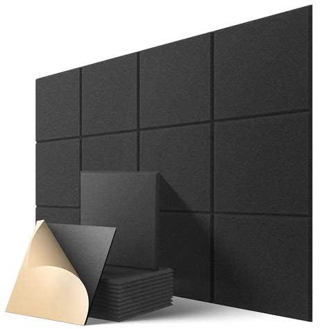 Lebenforce Self-adhesive Acoustic Panels Tiles 12 Pack, 12" X 12" X 0.4 ...