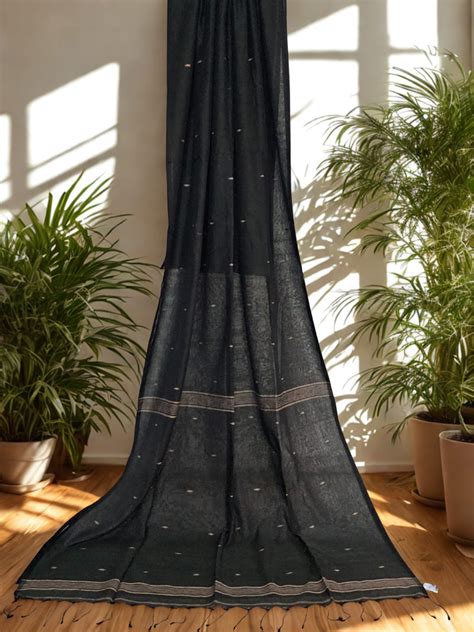 Nivritti – Dark Green Handloom Khadi Cotton Saree with Woven Butis ...