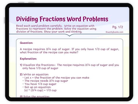 Image result for Dividing Fractions Word Problem Examples