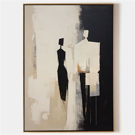 Beige Abstract Canvas Art Beige Minimalist Painting Black and Beige ...