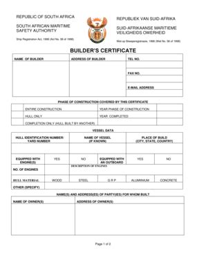 2016-2026 Form ZA SAMSA Builders Certificate - Blank Fillable Template ...