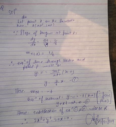 The straight line joining any point P on the parabola y2= 4ax to the ...