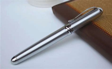 GOLD LEAF Jinhao X750 Fountain Pen in Steel Finish With Silver Trim 18 ...
