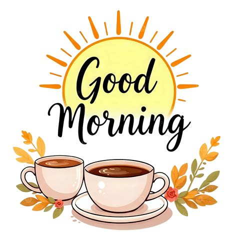 Good Morning Coffee Illustration, Good Morning, Coffee, Sun PNG ...