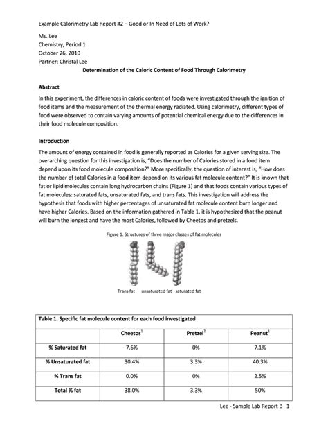 Fillable Online Example Calorimetry Lab Report #2 Good or In Need of ...
