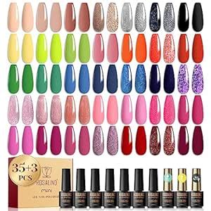 Buy ROSALIND 38PCS Gel Nail Polish Set, 5ml Red Pink Nude Blue Green ...