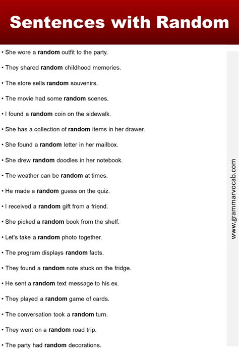 Sentences with Random - GrammarVocab