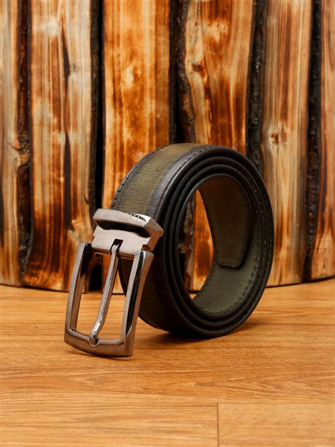 Buy LOUIS STITCH Men's Seaweed Green Italian Raw Leather Belt Premium ...