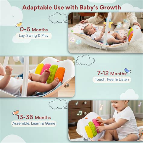 Buy 4 in 1 Baby Play Gym & Baby Rocker with Activity Play Mat for Kids ...