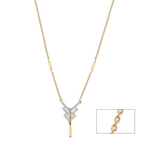 14 KT Yellow Gold Trio Diamond Necklace