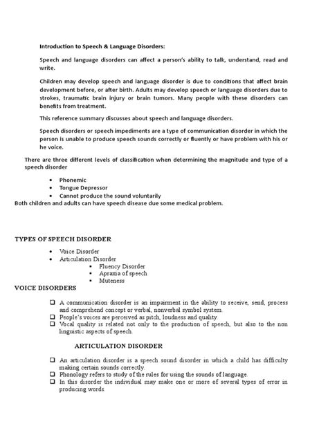 Image result for Communication Disorders Examples