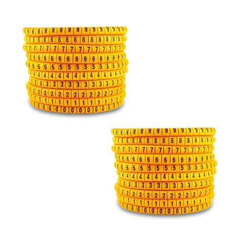 MX (EC-1) 0 to 9 Number Tags Yellow Flexible PVC Cable Marker Labels ...