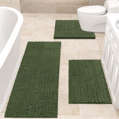 Amazon.com: ACCUMTEK Upgrade Extra Large Oliver Green Bathroom Rug Set ...