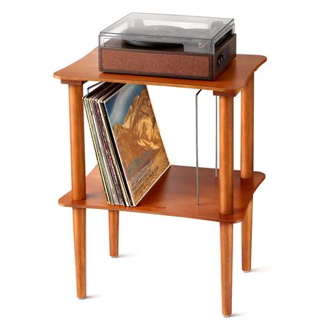 Buy Donner Record Player Stand, Wooden Vinyl Record Storage Table with ...