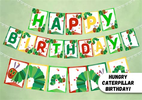 The Very Hungry Caterpillar Birthday Decoration Bunting | Hungry ...