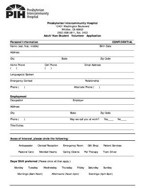 CA PIH Health Adult/Non-Student Volunteer Application 2008-2026 - Fill ...