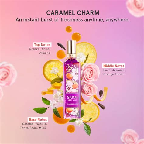 Skinn Caramel Charm Body Mist - 230ml, long lasting freshness