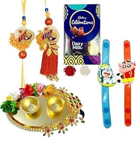 Evisha Rakhi Hamper Combo P-67-C-T-2Led Bhai Bhabhi Rakhi Pair, 2 Pcs ...