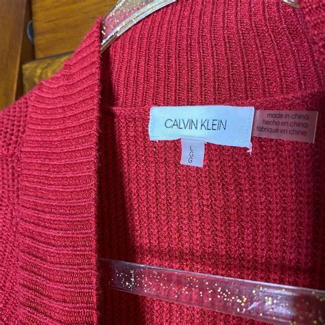 Calvin Klein Red Stripe Sweater, Size Large,... - Depop