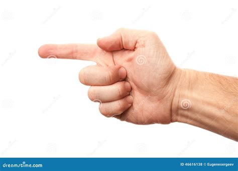 Right Male Hand with Index Finger Showing Left Direction Stock Photo ...