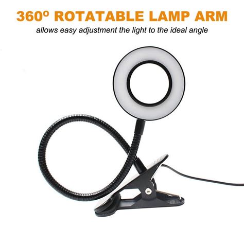 48 LED Desk Lamp Clip on Desk Lamp 360°Flexible Reading Table Light Eye ...