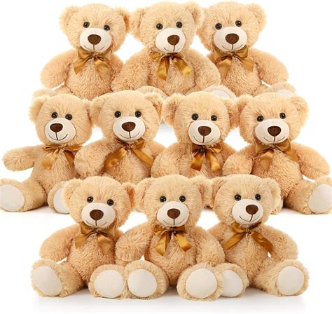 Amazon.com: MaoGoLan Bulk Teddy Bear Baby Shower, 10 Packs Small Teddy Bear Stuffed Animals in ...