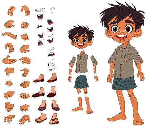 Model sheet of indian village boy | Premium Vector