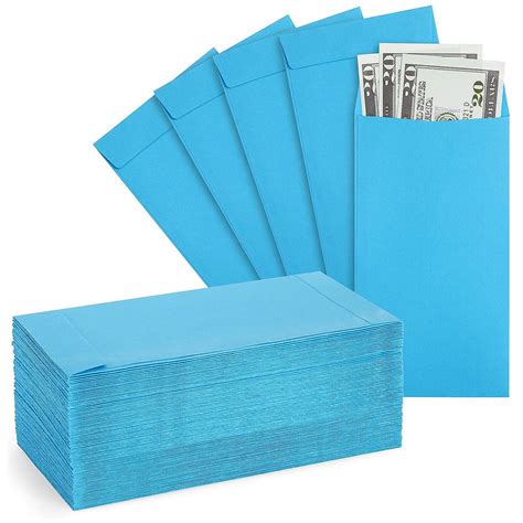 100 Pack Blue Money Envelopes for Cash, Payroll, Money Saving, Coins ...